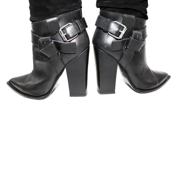 $1,200 THAKOON ITALIAN WESTERN POINTED TOE THIGH HIGH LEATHER BOOTS BUCKLE 36 - Picture 9 of 11